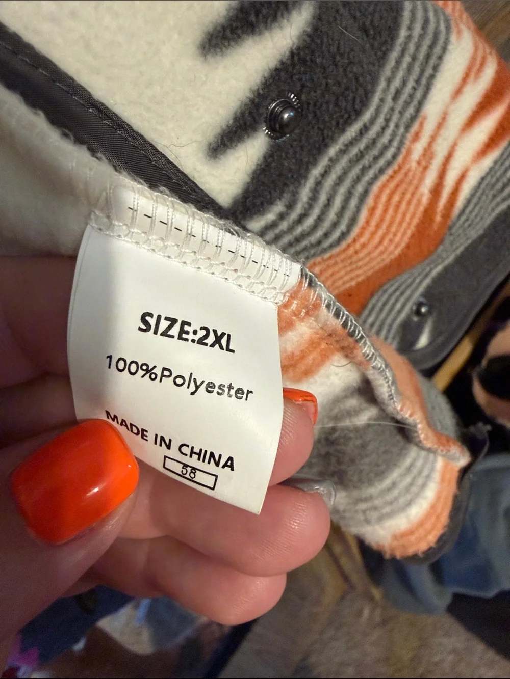 Cream Aztec Print Fleece Snap-Up Jacket with Rust & Charcoal Accents - Picture 2 of 2